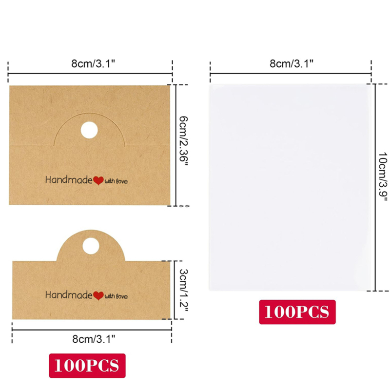Ékszercsomagolás Hajtogatott kártyafej és táska 100 darabos ékszercsomag-táskák