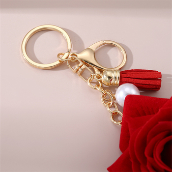 Διασυνοριακή Άνοιξη Νέα Κρεμαστή Κόκκινη Τριαντάφυλλο Φούντα Μαργαριταρένιο Κρεμαστό Γλυκό Στυλ Γυναικεία Μπρελόκ Τσάντα Πόρπη