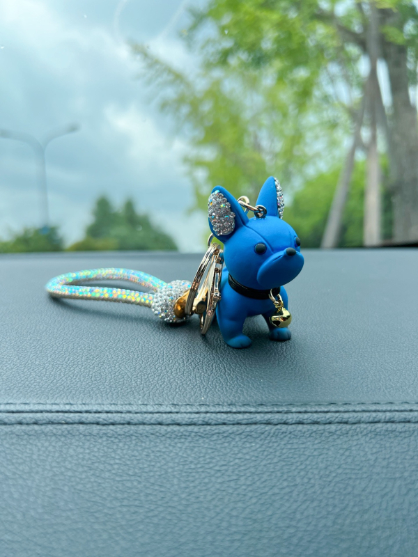 Aranyos rajzfilm kristály francia bulldog kiskutya kulcstartó kiegészítők nagykereskedelem kreatív háromdimenziós díszek autó kulcstartó gyűrű medál