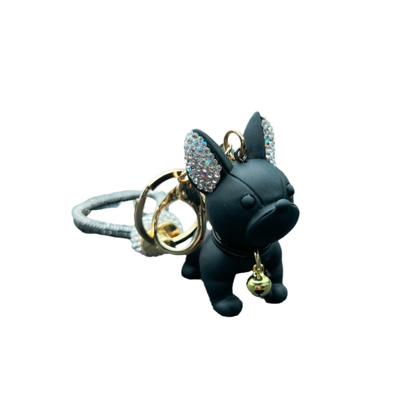 Aranyos rajzfilm kristály francia bulldog kiskutya kulcstartó kiegészítők nagykereskedelem kreatív háromdimenziós díszek autó kulcstartó gyűrű medál
