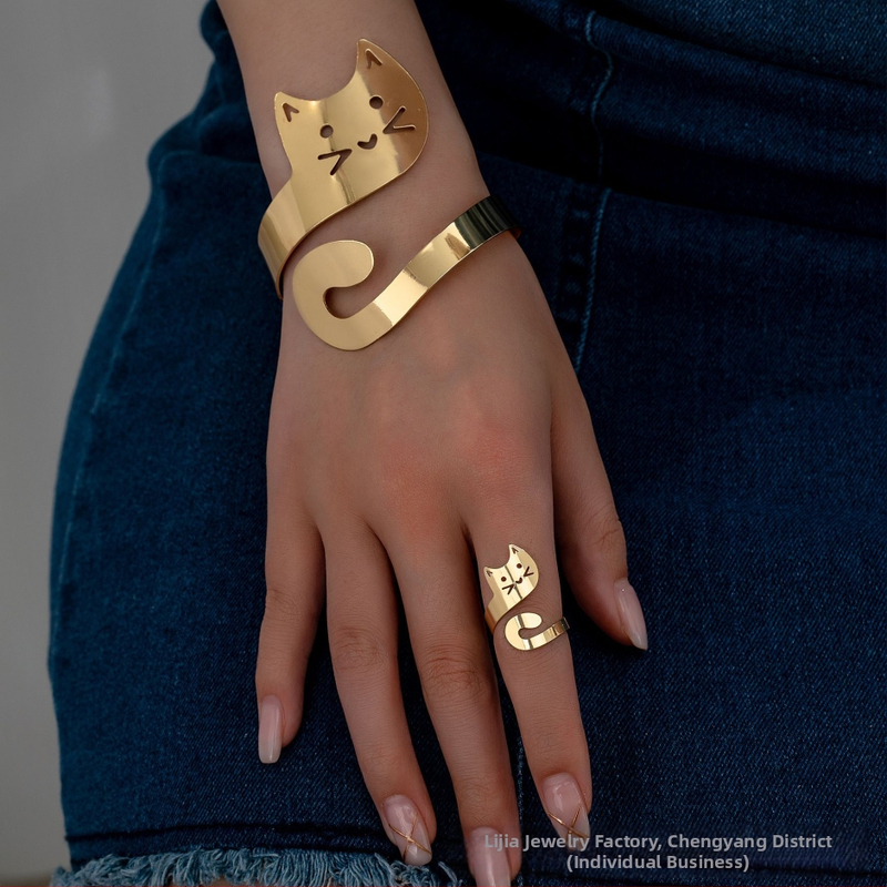 Európai és amerikai legkelendőbb cica fényes karkötő gyűrű öltöny divat aranyos pajkos napi ingázó partikellékek