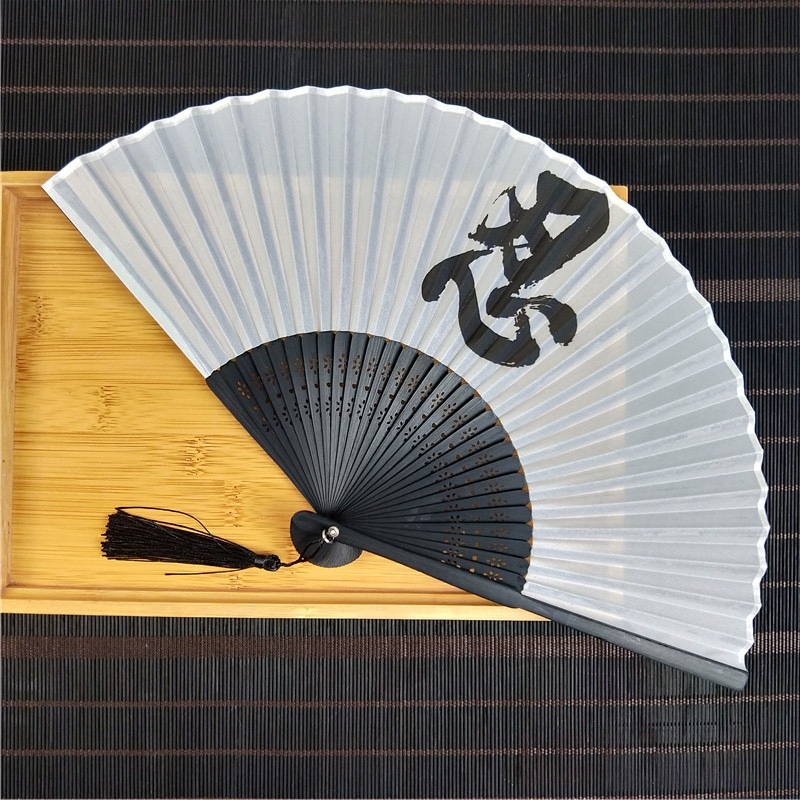 Laos Hiina stiilis väike lehvik hulgimüügist siidist imitatsiooniga roheline 6-tolline väike meeste lehvik nartsissiõie ja luuga siidist lehvik