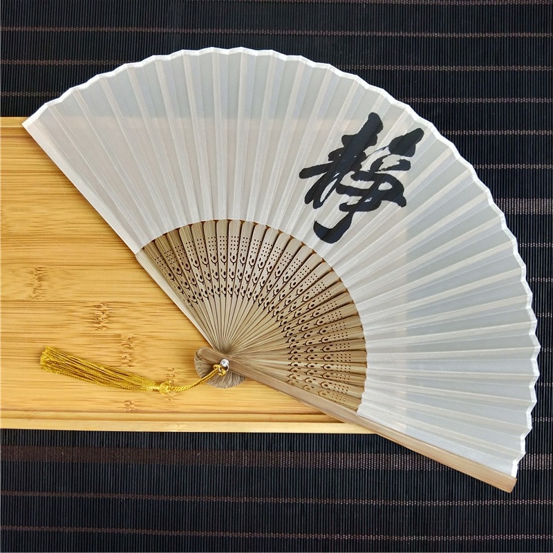 Laos Hiina stiilis väike lehvik hulgimüügist siidist imitatsiooniga roheline 6-tolline väike meeste lehvik nartsissiõie ja luuga siidist lehvik