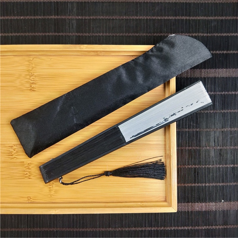 Laos Hiina stiilis väike lehvik hulgimüügist siidist imitatsiooniga roheline 6-tolline väike meeste lehvik nartsissiõie ja luuga siidist lehvik