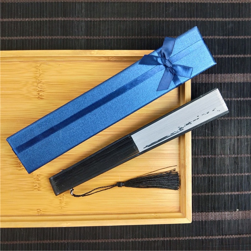 Laos Hiina stiilis väike lehvik hulgimüügist siidist imitatsiooniga roheline 6-tolline väike meeste lehvik nartsissiõie ja luuga siidist lehvik