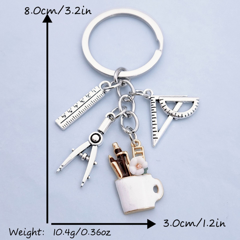 Divatkiegészítők DIY körző vonalzó tolltartó háromszög vonalzó kreatív határokon átnyúló kulcstartó diák-tanár ajándék