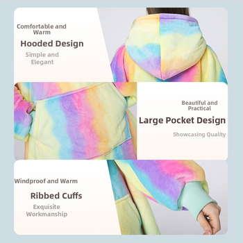 Διασυνοριακά ρούχα με τυπωμένα Tie-dye, φούτερ πουλόβερ, κουβέρτα ύπνου με κουκούλα για χαλαρούς χαλαρούς, ρούχα εξωτερικού χώρου που αντέχουν στο κρύο, φορετή κουβέρτα