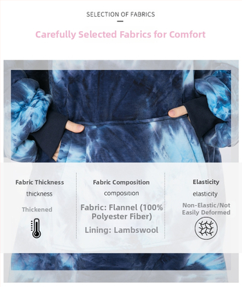 Διασυνοριακά ρούχα με τυπωμένα Tie-dye, φούτερ πουλόβερ, κουβέρτα ύπνου με κουκούλα για χαλαρούς χαλαρούς, ρούχα εξωτερικού χώρου που αντέχουν στο κρύο, φορετή κουβέρτα