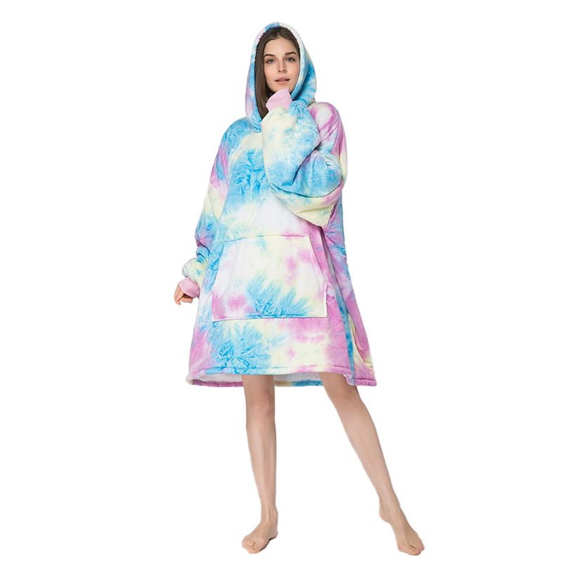Határokon átnyúló batikolt mintás lusta ruházat, pulóver, kapucnis lusta alvótakaró, kültéri hidegálló ruházat, viselhető takaró