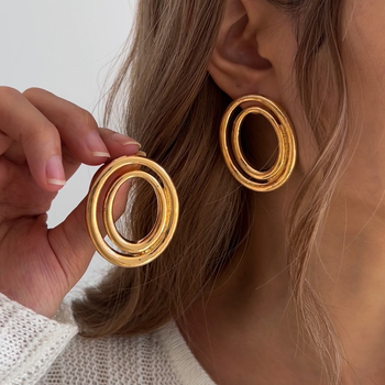 Europos ir Jungtinių Valstijų tarpvalstybiniai, didelio jausmo auskarai, asmenybės perdėti apskritimo auskarai, geometriniai tuščiaviduriai užsienio prekybos sprogimų papuošalai, auskarai