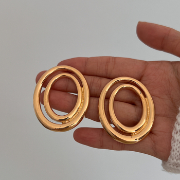 Европа и Съединените щати трансгранични обеци с висок смисъл, личност, преувеличени кръгли обеци, геометрични кухи обеци с външна търговия, експлозии, бижута