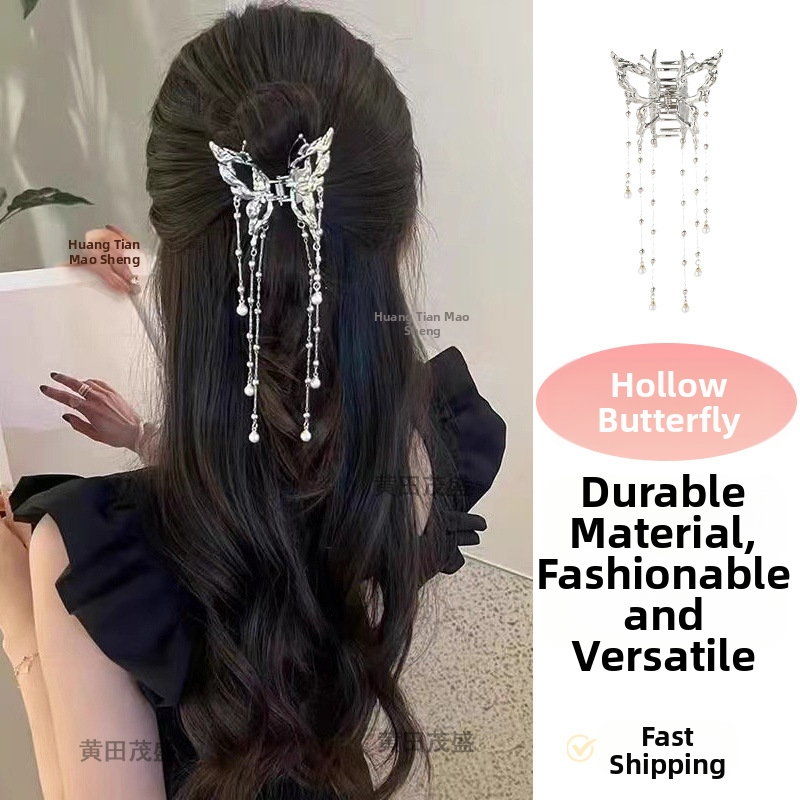 Fém üreges pillangós hajcsat lányoknak, egyszerű hajtű, gyönyörű hajkiegészítő nőknek, félig kötött frizura, pillangós üreges dizájn