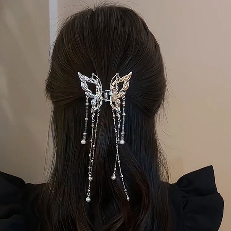 Fém üreges pillangós hajcsat lányoknak, egyszerű hajtű, gyönyörű hajkiegészítő nőknek, félig kötött frizura, pillangós üreges dizájn