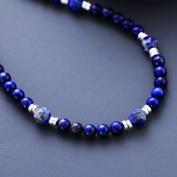 Ανδρικό κολιέ Casual Literary Hip-Hop Punk Lapis Lazuli με μάτι τίγρης και χειροποίητες χάντρες, ευρωπαϊκά, αμερικανικά, ιαπωνικά και κορεατικά, σε πωλήσεις κοσμήματα για ζευγάρια