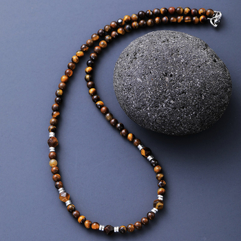 Ανδρικό κολιέ Casual Literary Hip-Hop Punk Lapis Lazuli με μάτι τίγρης και χειροποίητες χάντρες, ευρωπαϊκά, αμερικανικά, ιαπωνικά και κορεατικά, σε πωλήσεις κοσμήματα για ζευγάρια