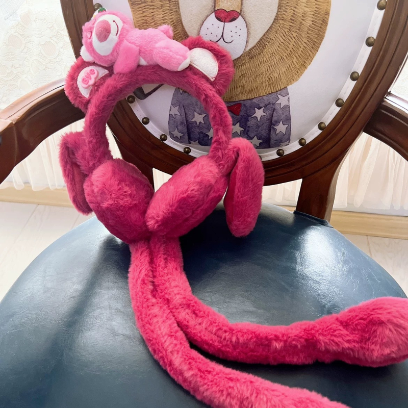 Téli aranyos eperbaba fülek mozgatható plüss fülvédők szülő-gyermek fülvédő csipetnyi légzsák édes fülvédők