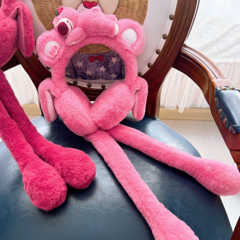 Téli aranyos eperbaba fülek mozgatható plüss fülvédők szülő-gyermek fülvédő csipetnyi légzsák édes fülvédők