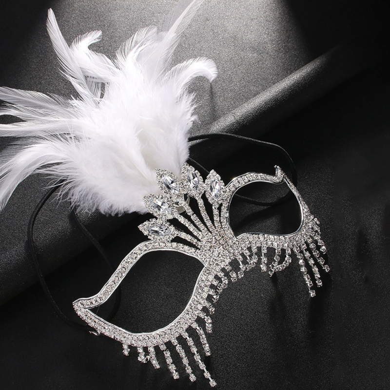 Външнотърговска нова маска от перо, маскарадна маска с кристали, мистериозна европейска и американска празнична маска