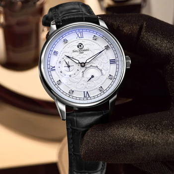 Lumemustriga punktpuur, tipptasemel meeste automaatne mehaaniline käekell, nahast liblikpandlaga meeste vabaajakell