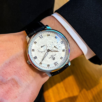 Lumemustriga punktpuur, tipptasemel meeste automaatne mehaaniline käekell, nahast liblikpandlaga meeste vabaajakell