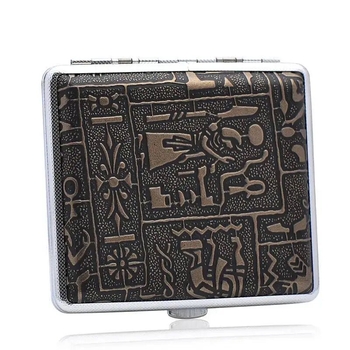 Θήκη τσιγάρων διπλού πιστολιού ασημί Egypt Series 14/16/18/20 πακέτων μεταλλική θήκη τσιγάρων με κλιπ σιδήρου, ανθεκτική στην πίεση