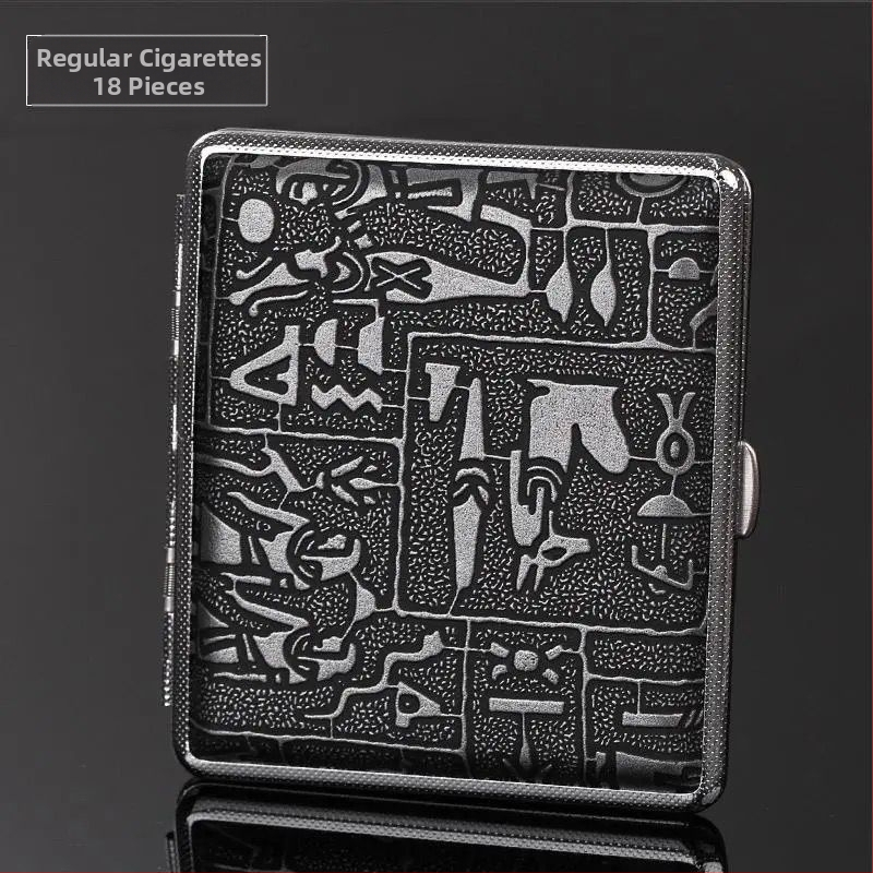 Dupla pisztolyos cigarettatartó ezüst egyiptomi sorozat 14/16/18/20-as csomag fém cigarettatartó felhajtható vascsipesszel ellátott cigarettatartó nyomásálló