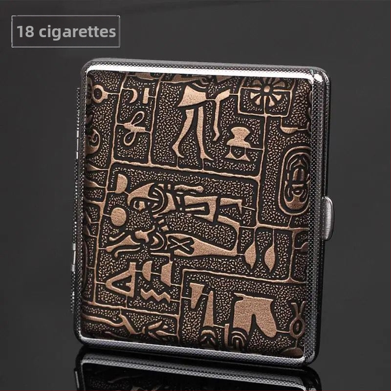 Dupla pisztolyos cigarettatartó ezüst egyiptomi sorozat 14/16/18/20-as csomag fém cigarettatartó felhajtható vascsipesszel ellátott cigarettatartó nyomásálló