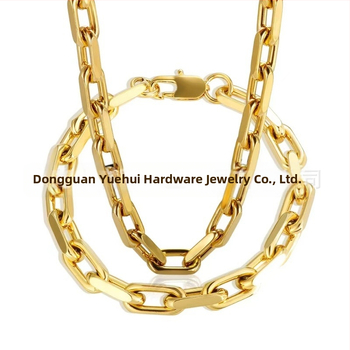 Ευρωπαικό και αμερικανικό βραχιόλι/βραχιόλι από τιτάνιο και ατσάλι σε υψηλές πωλήσεις, παλαιότερο χειροποίητο κολιέ με ορθογώνια αλυσίδα σε σχήμα Ο, με στρογγυλή λαιμόκοψη, παλιό κολιέ με βραχιόλι διπλής όψης