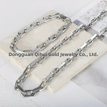 Ευρωπαικό και αμερικανικό βραχιόλι/βραχιόλι από τιτάνιο και ατσάλι σε υψηλές πωλήσεις, παλαιότερο χειροποίητο κολιέ με ορθογώνια αλυσίδα σε σχήμα Ο, με στρογγυλή λαιμόκοψη, παλιό κολιέ με βραχιόλι διπλής όψης