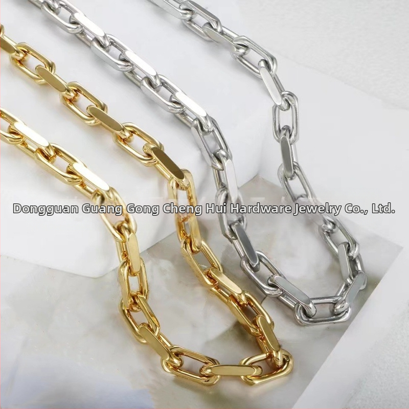 Európai és amerikai nagy eladású titán acél karkötő/karkötők Régi O alakú lánc Kézzel készített lánc Téglalap alakú félig régi kétoldalas karkötő nyaklánc