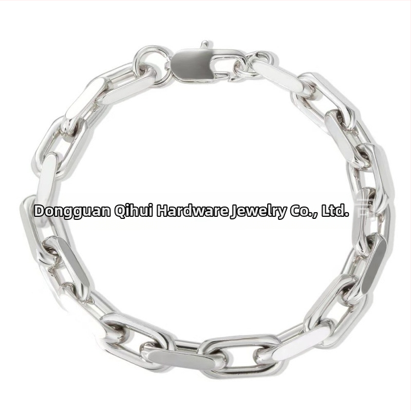 Európai és amerikai nagy eladású titán acél karkötő/karkötők Régi O alakú lánc Kézzel készített lánc Téglalap alakú félig régi kétoldalas karkötő nyaklánc
