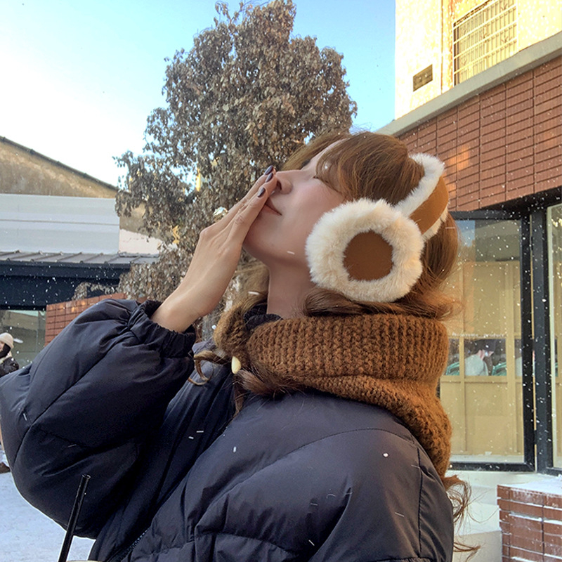 Pliušinės šiltos ausinės, šiltos moteriškos rudens ir žiemos ausų maišeliai, ausų apsauga, pūkuotas triušio plaukų imitacijos ausų apdangalas