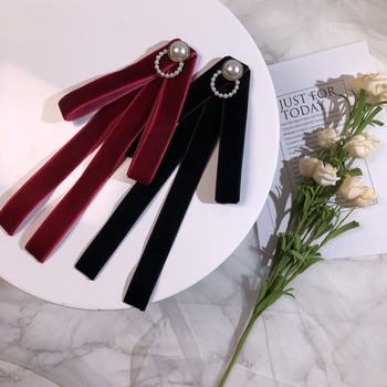 Väike hulgimüük Lõuna-Korea paelaga ühevärviline pärlmutter sametist lipsuga tööriistakrae lillelise lipsuga naiste dressipluus