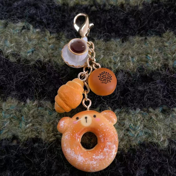 Πρωτότυπο χαριτωμένο αρκουδάκι ντόνατ διασκέδαση κινούμενα σχέδια απογευματινό τσάι αναδιπλούμενη τσάντα κρεμαστό κόσμημα φερμουάρ αγκράφα ζευγάρι φίλη δώρο