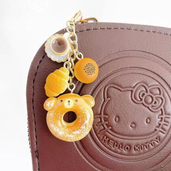 Πρωτότυπο χαριτωμένο αρκουδάκι ντόνατ διασκέδαση κινούμενα σχέδια απογευματινό τσάι αναδιπλούμενη τσάντα κρεμαστό κόσμημα φερμουάρ αγκράφα ζευγάρι φίλη δώρο