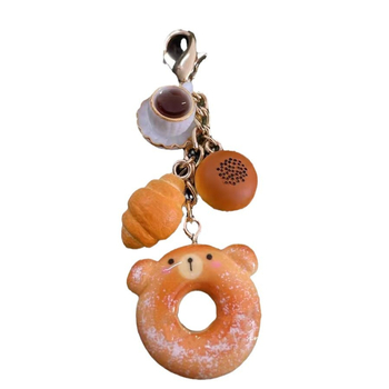 Πρωτότυπο χαριτωμένο αρκουδάκι ντόνατ διασκέδαση κινούμενα σχέδια απογευματινό τσάι αναδιπλούμενη τσάντα κρεμαστό κόσμημα φερμουάρ αγκράφα ζευγάρι φίλη δώρο