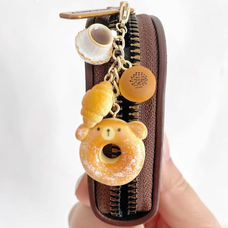 Eredeti aranyos medvés fánk szórakoztató rajzfilm délutáni tea flip filter medál cipzáras csat pár barátnő ajándék