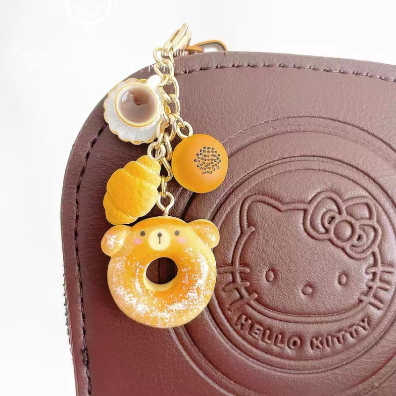 Eredeti aranyos medvés fánk szórakoztató rajzfilm délutáni tea flip filter medál cipzáras csat pár barátnő ajándék