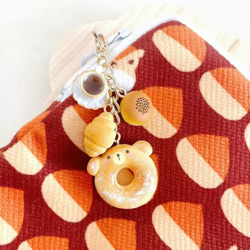 Eredeti aranyos medvés fánk szórakoztató rajzfilm délutáni tea flip filter medál cipzáras csat pár barátnő ajándék