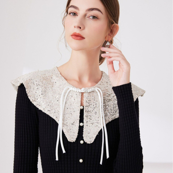 Νέο Chinoiserie Cape Shawl Heavy Industry Sequins Κομψό Ευέλικτο Ψεύτικο Κολάρο Ώμου Cloud για Γυναίκες με Εξωτερική Διακόσμηση Κολάρου Πουλόβερ