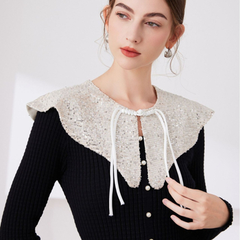 Νέο Chinoiserie Cape Shawl Heavy Industry Sequins Κομψό Ευέλικτο Ψεύτικο Κολάρο Ώμου Cloud για Γυναίκες με Εξωτερική Διακόσμηση Κολάρου Πουλόβερ