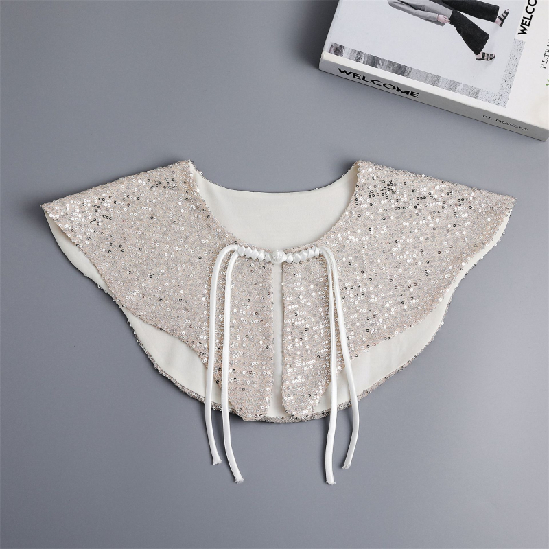 Új chinoiserie köpenykendő, nehézipari flitteres, elegáns, sokoldalú, felhővállpántos hamis nyakörv nőknek, pulóvergallérral, külső díszítéssel