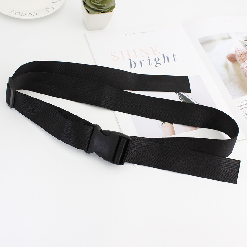 Női koreai stílusú divatos, hétköznapi, automata csatos öv ruhához, mindenhez illő, fémmentes, állítható vászonöv