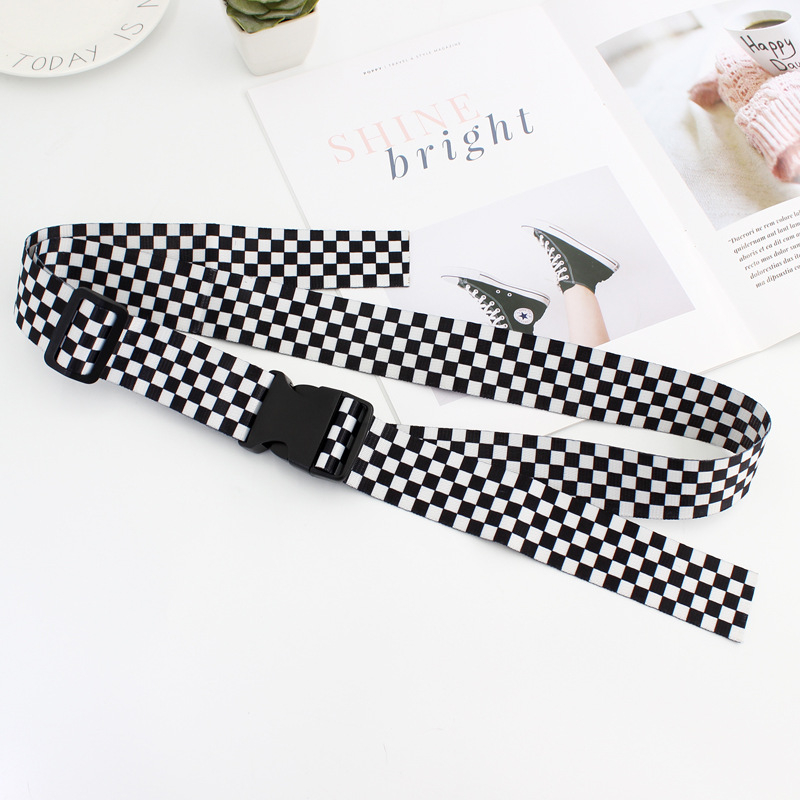 Női koreai stílusú divatos, hétköznapi, automata csatos öv ruhához, mindenhez illő, fémmentes, állítható vászonöv