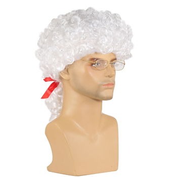 Amazon гореща разпродажба Хелоуин адвокат ролева игра перука сценично изпълнение Чуждестранен съдия игра бяла коса къдрава коса