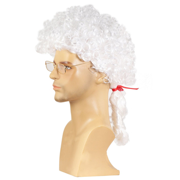 Amazon гореща разпродажба Хелоуин адвокат ролева игра перука сценично изпълнение Чуждестранен съдия игра бяла коса къдрава коса