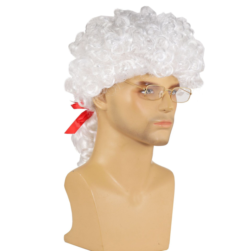 Amazon гореща разпродажба Хелоуин адвокат ролева игра перука сценично изпълнение Чуждестранен съдия игра бяла коса къдрава коса