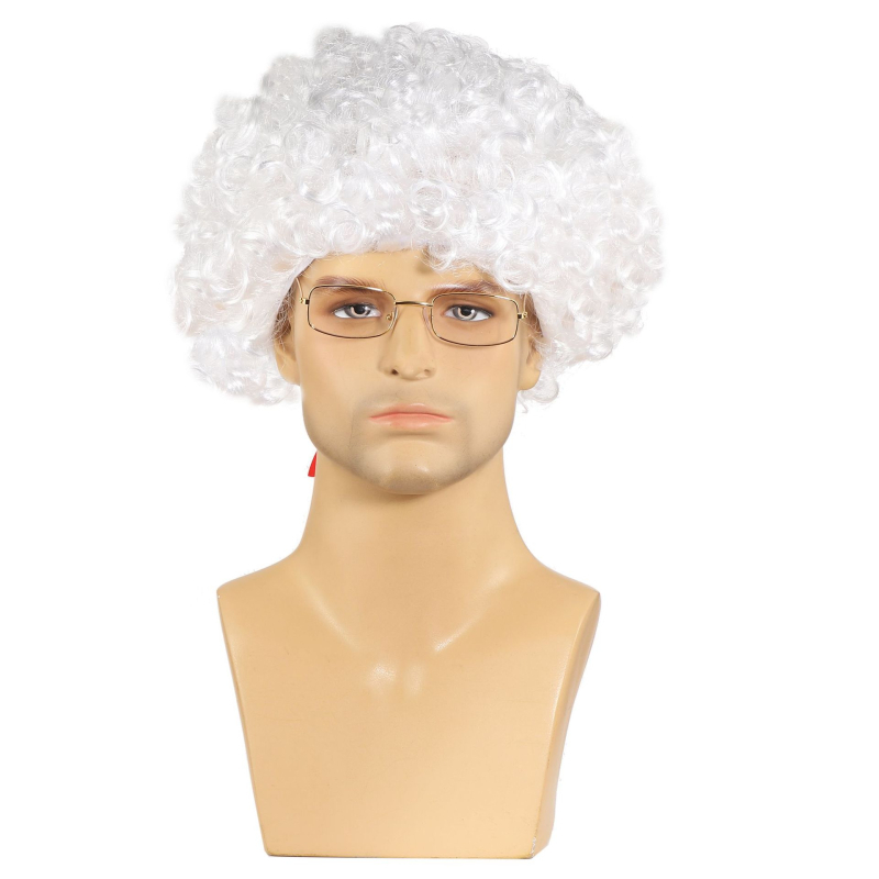 Amazon гореща разпродажба Хелоуин адвокат ролева игра перука сценично изпълнение Чуждестранен съдия игра бяла коса къдрава коса