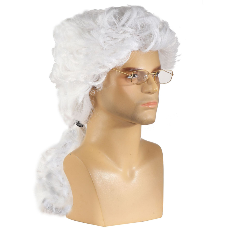 Amazon гореща разпродажба Хелоуин адвокат ролева игра перука сценично изпълнение Чуждестранен съдия игра бяла коса къдрава коса