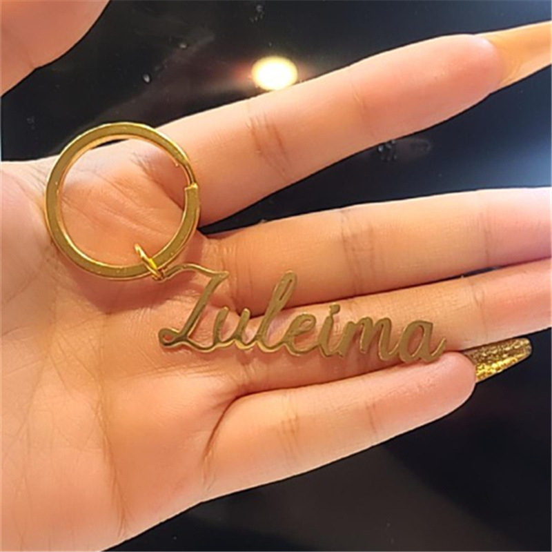 Rozsdamentes acél angol névbetűs kulcstartó medál határokon átnyúló ellátás barkács személyre szabott egyedi kulcstartó